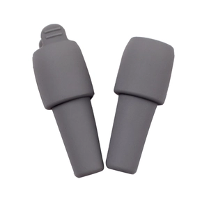 Set of 2 grey silicone wine stoppers with handle, leak-proof airtight bottle sealers