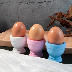 Lot de moules en silicone pour bougeoirs en forme d'œuf avec bords festonnés