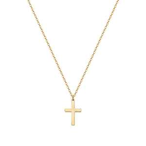 Minimalist Cross Pendant Necklace Stainless Steel 18K Gold Plated Simple Polished Adjustable Chain Fashion Jewelry Unisex