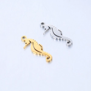 Polished stainless steel seahorse pendants in gold and silver for DIY jewelry making