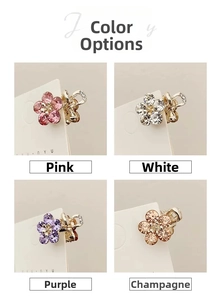 Floral crystal mini hair claw clips in pink, white, purple, and champagne tones