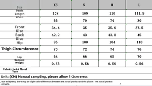 Detailed size chart for women blazer pants set showing waist and hip measurements in cm