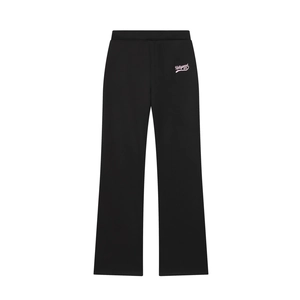 Women's black flared sweatpants with pink Hollywood 1976 embroidery on soft knit fabric
