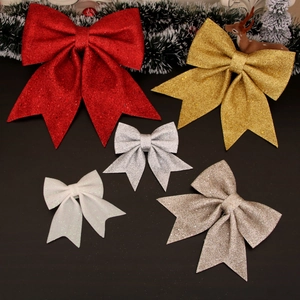 Glitter Christmas bows in red gold silver and white for festive tree decoration