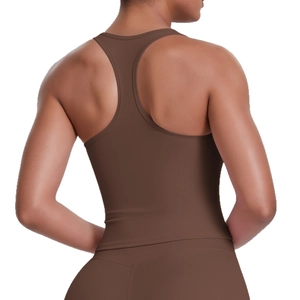 Débardeur de sport dos nageur pour femme en marron foncé pour le fitness et le yoga