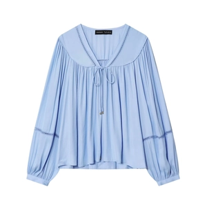 Dames Blouse En Broek Lange Mouwen V-Hals Kant Trekkoord Chiffon Top Hoge Taille Wijde Satijnen Broek Elegant