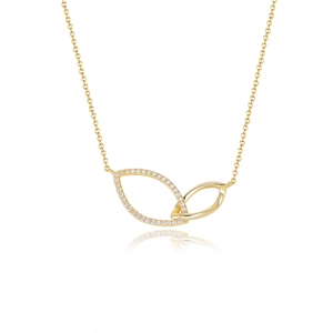 Elegant gold double interlocking marquise necklace with pavé zircon for women