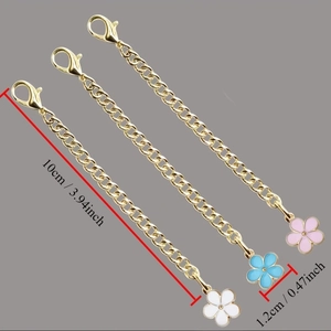 Three colorful enamel flower charms with lobster clasps and 10cm gold chains for tumblers
