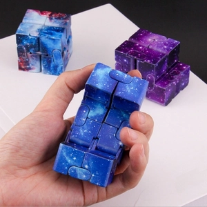 Infinity Cube Fidget Toy Stress Relief Plastic Galaxy Starry Sky Christmas Pattern Sensory Puzzle For Focus Handheld