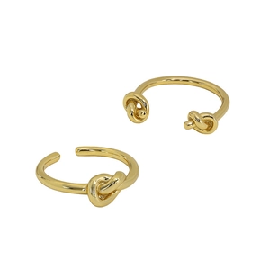 S925 sterling silver minimalist knot open ring with high polish gold plated finish