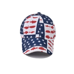 Casquette de baseball style drapeau américain avec broderie poisson et étoiles