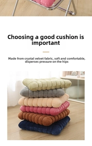Thick square cushion with biscuit texture in soft crystal velvet fabric stack