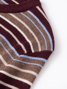 Detail of colorful knitted stripes showing fine texture and seamless stitching