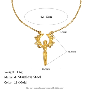 Collier avec pendentif ange en acier inoxydable doré 18K avec détails de dimensions