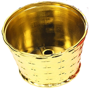 Golden woven texture Christmas tree stand base pot for tabletop festive holiday decor