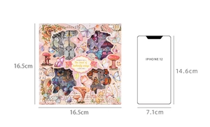 Size comparison of 100pcs vintage butterfly stickers set next to iPhone silhouette
