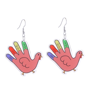 Colorful acrylic turkey earrings for Thanksgiving party celebration and autumn fashion
