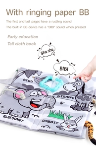 Interaktives Tier-Schwanz-Stoffbuch mit Knisterpapier und Quietscher für Babys Früherziehung