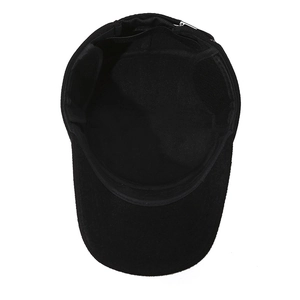 Herren Winter-Flachmütze in Schwarz mit Ohrenschutz und Metallschnalle hinten