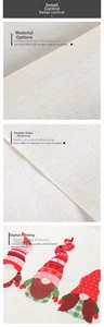 Macro view of linen and oxford fabric textures with digital print for Christmas runner