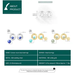 Minimalist S925 sterling silver round earrings with natural stones and geometric texture