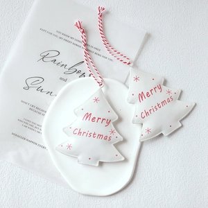 Nordic retro metal Christmas tree hanging ornaments with red Merry Christmas text