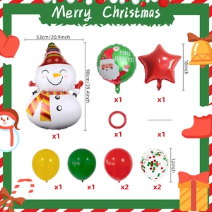 Detailed set of Christmas foil balloons including snowman and Santa for party decoration