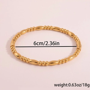 Bracelet jonc en acier inoxydable doré poli, diamètre de 6 cm, poids de 18 g
