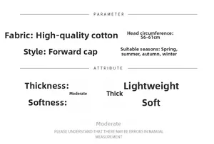 Size guide for cotton ivy cap showing head circumference 56-61cm and material details