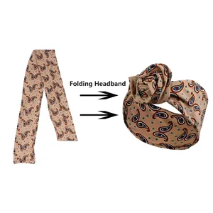 Faltbares Paisley-Haarband mit Draht im Boho-Stil, flach und gedreht dargestellt