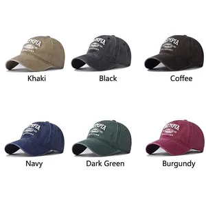 Casquettes de baseball vintage en coton délavé avec broderie Olympia en six couleurs