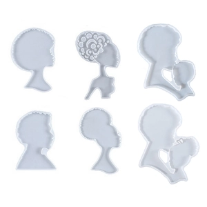 6-piece African woman silhouette resin silicone molds for DIY coaster and wall decor