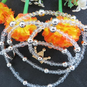 Correa bandolera DIY con cuentas transparentes y plateadas para móvil y bolsos