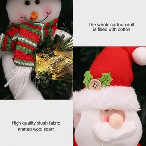 Christmas plush curtain buckle decor featuring Santa, snowman and reindeer figures