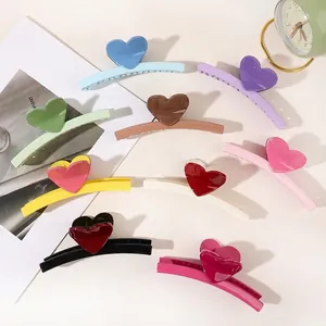 Large Heart Hair Claw Clip Nonslip Plastic Matte Shark Hairclip Korean Sweet Styling Accessory For Women Thick Hair