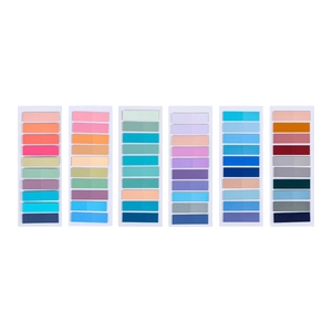6-pack Morandi PET index tabs on white rulers for notebook organizing and page marking