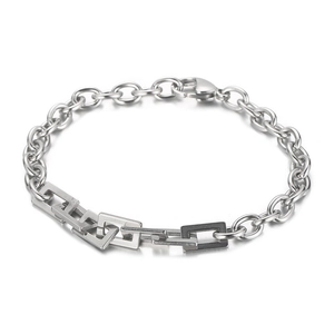 Men Stainless Steel Bracelet Punk Rock Style Geometric Square Link Cable Chain Polished Hand Jewelry