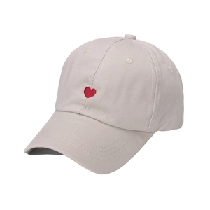 Cotton Baseball Cap Red Heart Embroidery Adjustable Sun Protection Outdoor Casual Cute Korean Style For Women Men