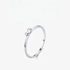 Heart Shape Ring 925 Sterling Silver Minimalist Polished Jewelry Gift For Women Girls Delicate Tiny Stackable