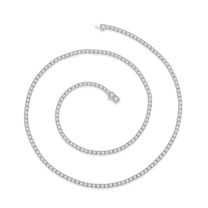 Classic moissanite tennis necklace in S925 sterling silver with sparkling round stones