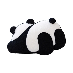 Süßes schwarz-weißes Panda Plüschkissen mit flauschiger Textur in der Rückansicht