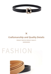 Detail of slim PU leather waist belts with rhinestone-inlaid square metal buckles