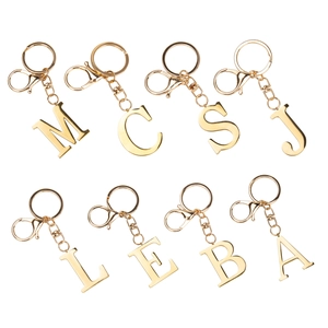 304 Stainless Steel Gold Alphabet Keychain For Men Women Letter A-Z Key Ring Luggage Tag Personalized Hanging Pendant Accessory Business Gift