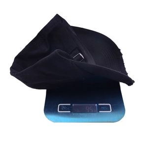 Distressed black cotton MAMA baseball cap with embroidery and adjustable buckle