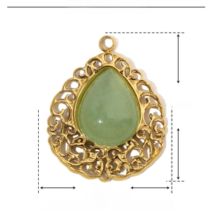 Macro detail of tear drop natural stone pendant with dimensions 20mm x 16mm
