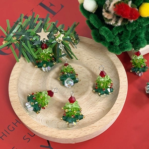 Handgeweven Kunstkristal Kerstboom Hanger Voor DIY Sieraden Maken Feestelijke Oorbellen Accessoires Kralen Decoraties