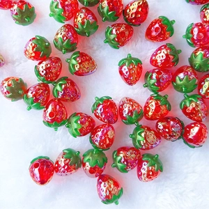 3D acrylic plated strawberry beads for DIY jewelry and phone chain accessories