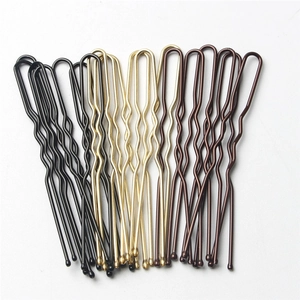 U-shaped wavy metal hair pins in gold brown and black for bridal hair styling