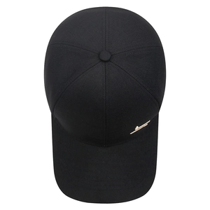 Classic black twill baseball cap with gold metal accent and curved brim for outdoor sports