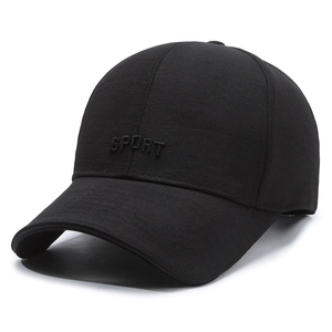 Gorra de béisbol negra para hombre con bordado SPORT para actividades al aire libre
